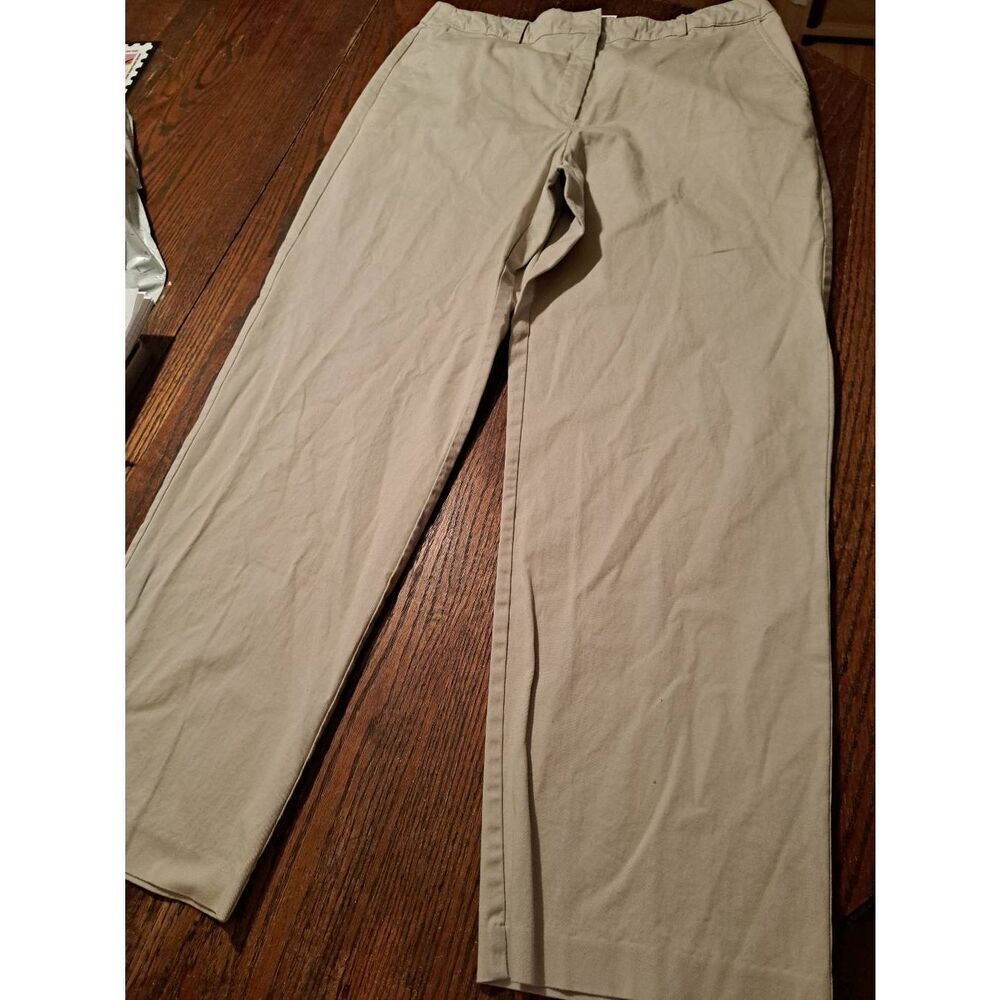 Size 16 Kim Rogers Khaki Tan Rear Elastic Waist Pants with Pockets Belt Loops
